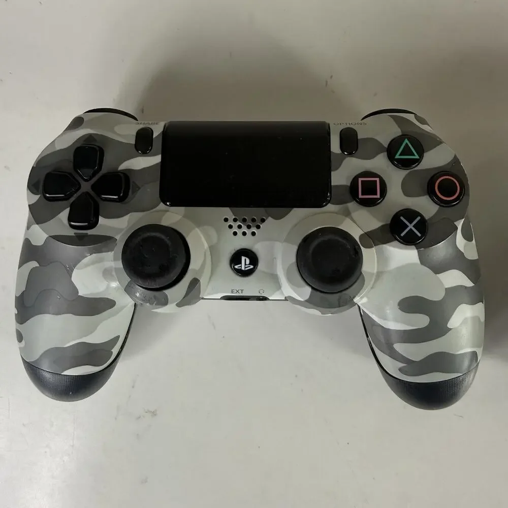 2 Sony DualShock 4 Wireless Controllers Black/Gray Camo Touchpad PS4 Untested